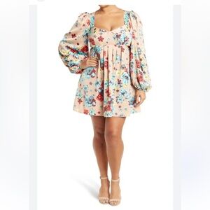 AFRM Floral Mini Dress with Puff Sleeves